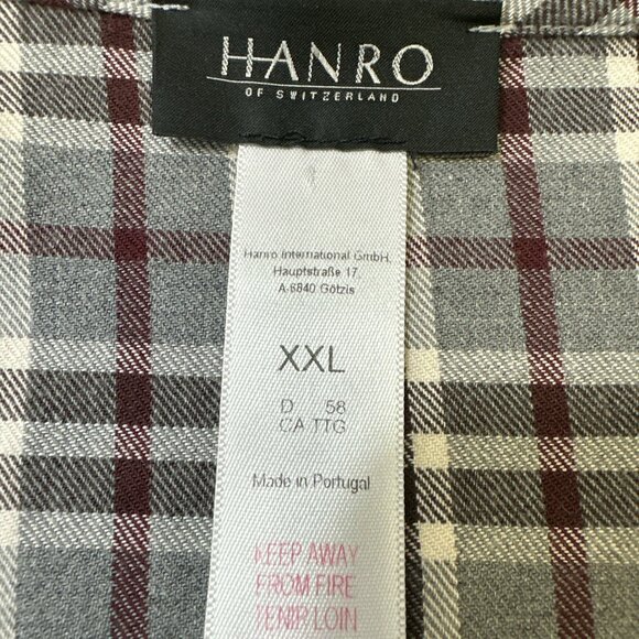 Hanro Switzerland Men's Flannel Checked Robe Cotton Cozy Comfort Size XXL - Picture 9 of 12